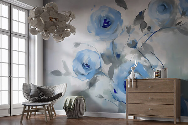 Painting of blue flowers