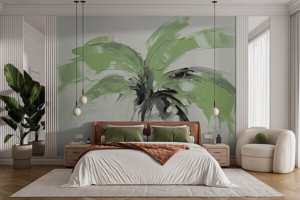 Palmera pintada de verde Palmera pintada de verde