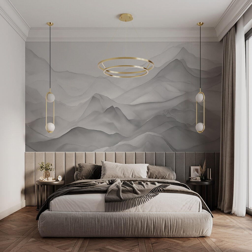 Grey and white mountain range