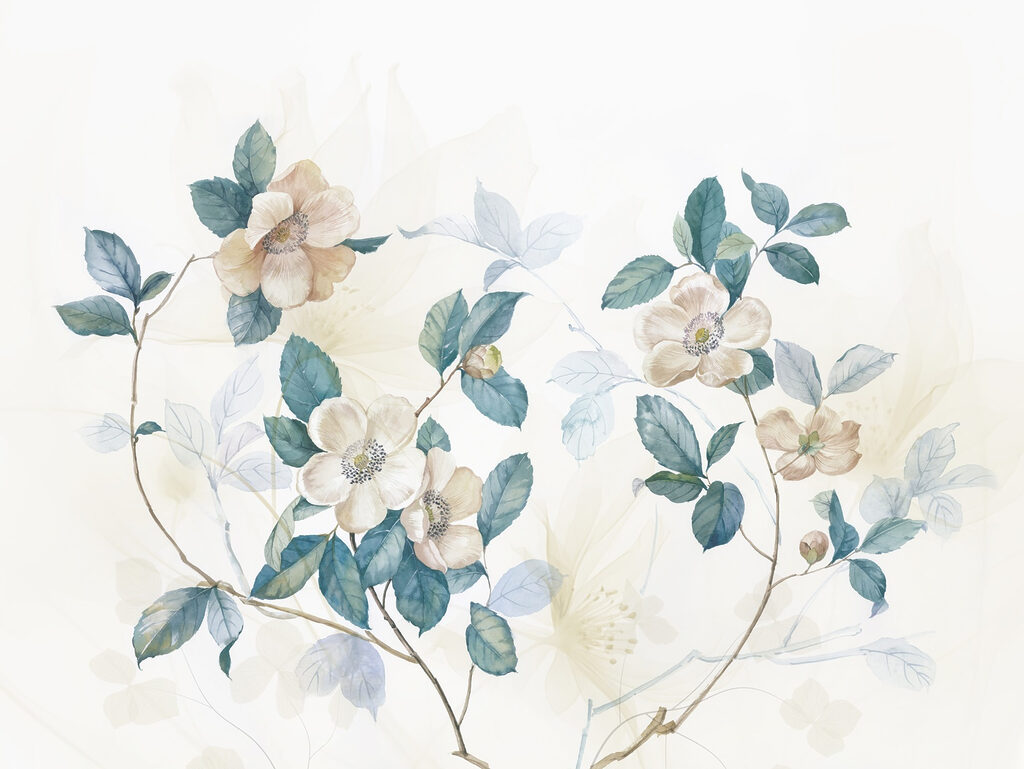 Painting of flowers and leaves