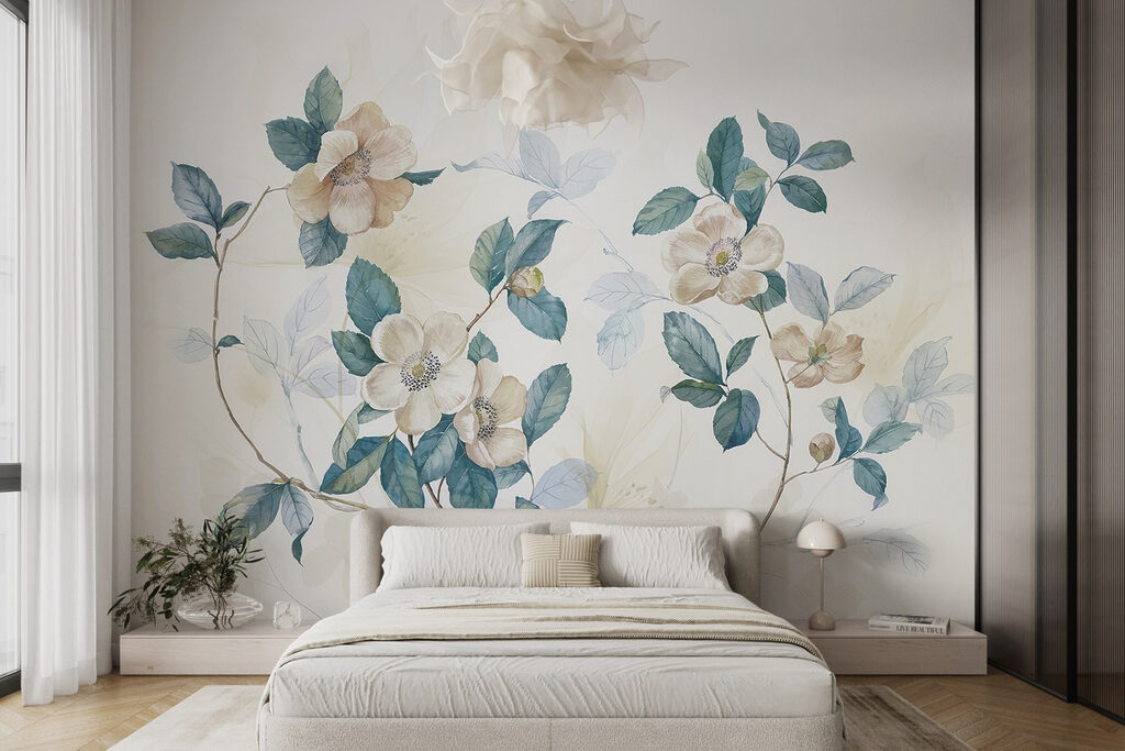 Painting of flowers and leaves