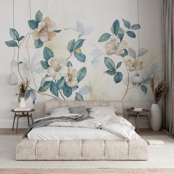 Painting of flowers and leaves