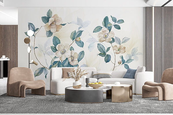 Painting of flowers and leaves