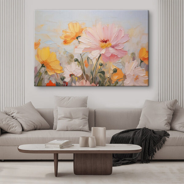 Painting of flowers on a blue background Painting of flowers on a blue background