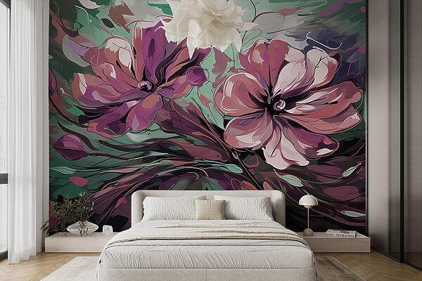 Pintura de flores sobre una superficie Pintura de flores sobre una superficie