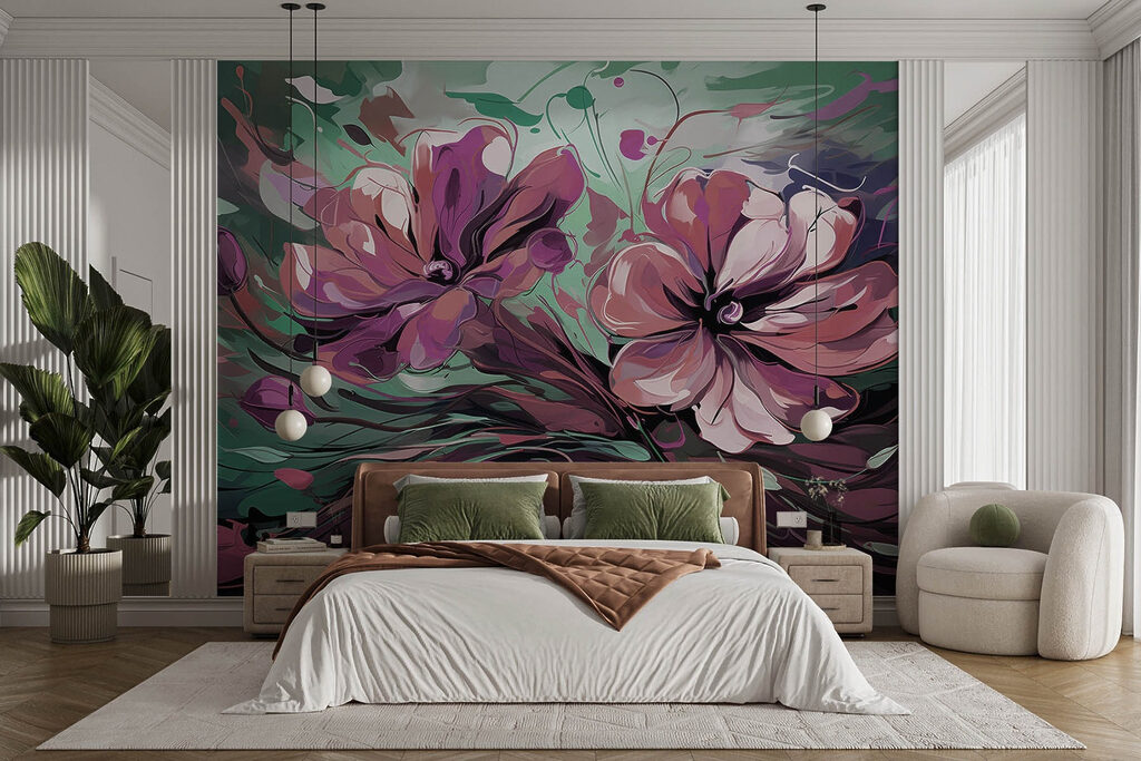 Painting of flowers on a surface