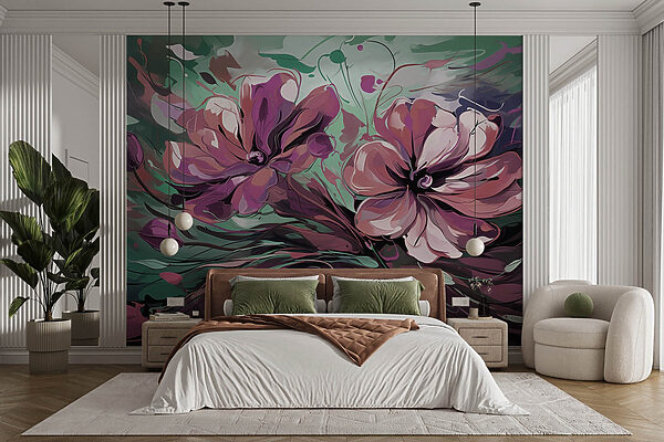 Pintura de flores sobre una superficie Pintura de flores sobre una superficie