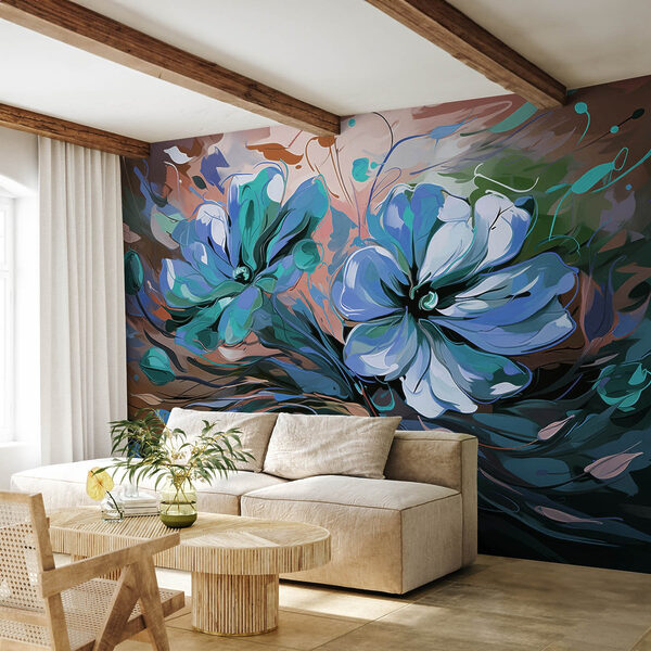 Pintura de flores sobre una superficie Pintura de flores sobre una superficie