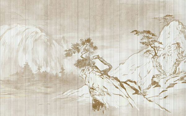 Painting of mountains and trees