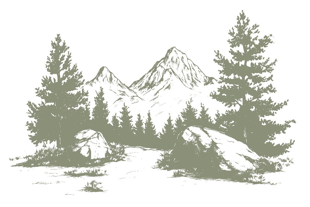 Dibujo de árboles y montañas Dibujo de árboles y montañas
