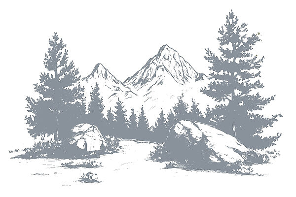 Cordillera con árboles y rocas Cordillera con árboles y rocas