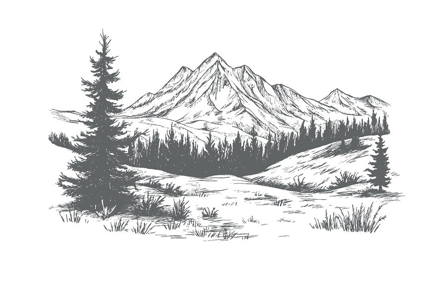 Dibujo de una cadena montañosa