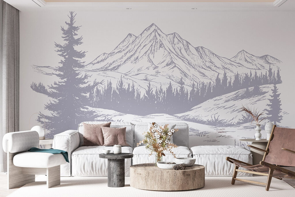 Drawing of a mountain range