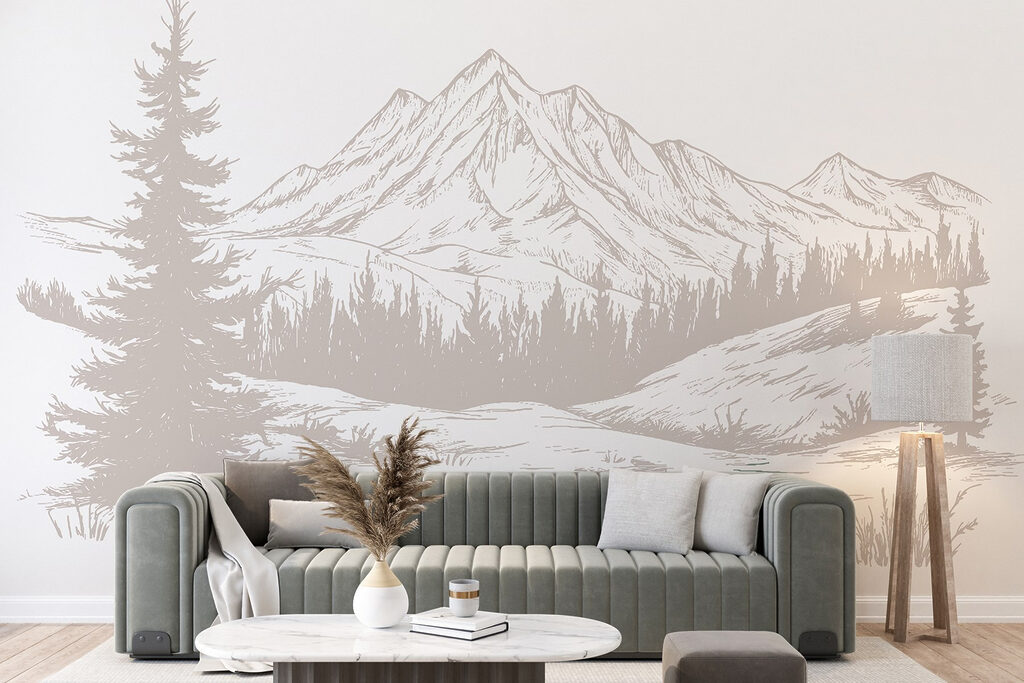 Drawing of a mountain range