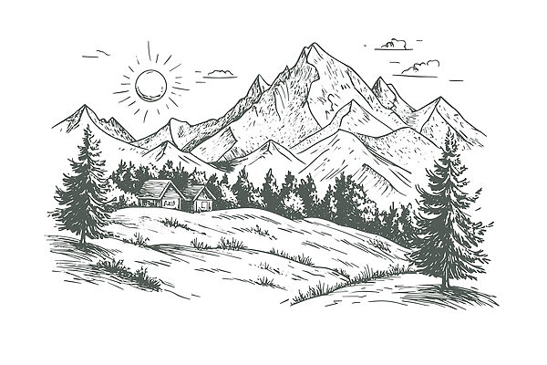 Paisaje con árboles y una casa Paisaje con árboles y una casa