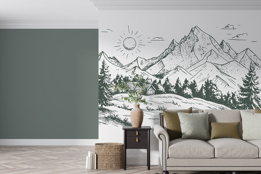 Paisaje con árboles y una casa