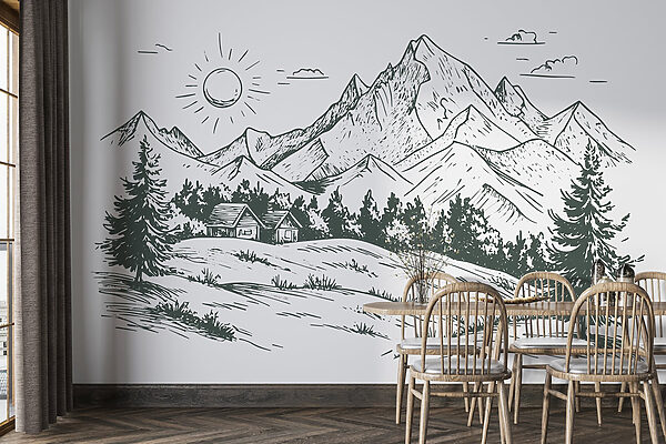Paisaje con árboles y una casa Paisaje con árboles y una casa