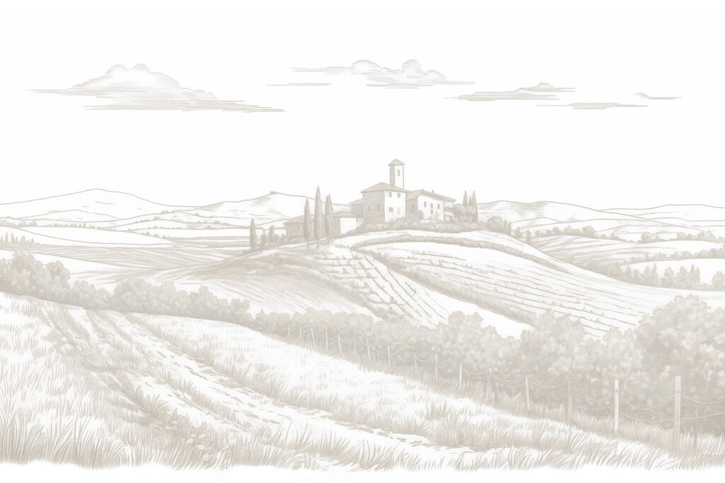 Landscape with a house and fields Landscape with a house and fields