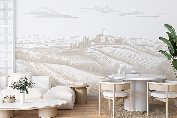 Landscape with a house and fields Landscape with a house and fields