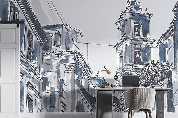 Dibujo de un edificio con campanas Dibujo de un edificio con campanas