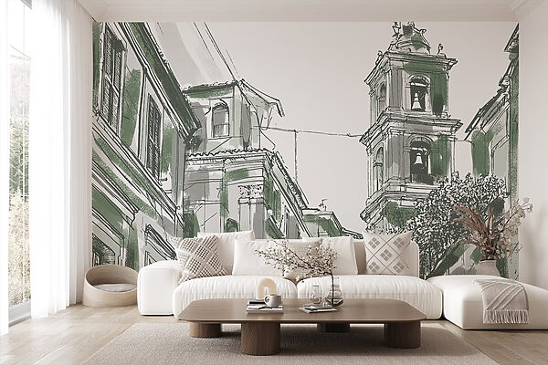 Dibujo de un edificio con campanas Dibujo de un edificio con campanas