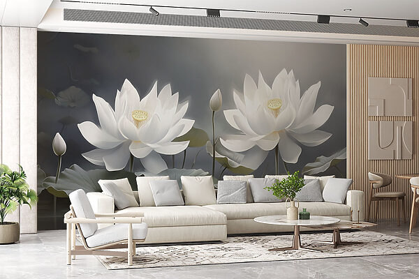 Group of white flowers in water Group of white flowers in water