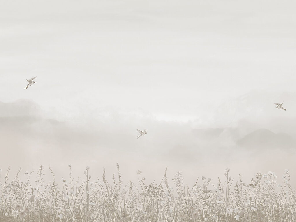 Pájaro volando sobre un campo de flores Pájaro volando sobre un campo de flores