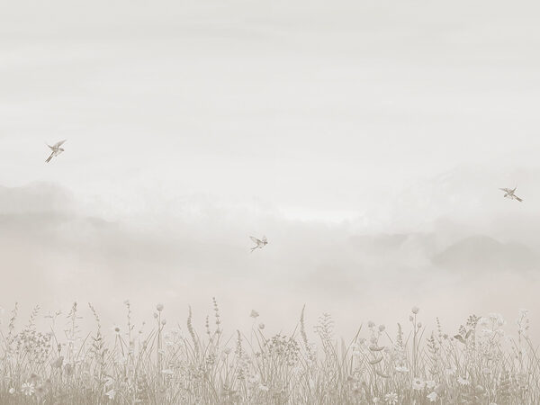 Pájaro volando sobre un campo de flores Pájaro volando sobre un campo de flores