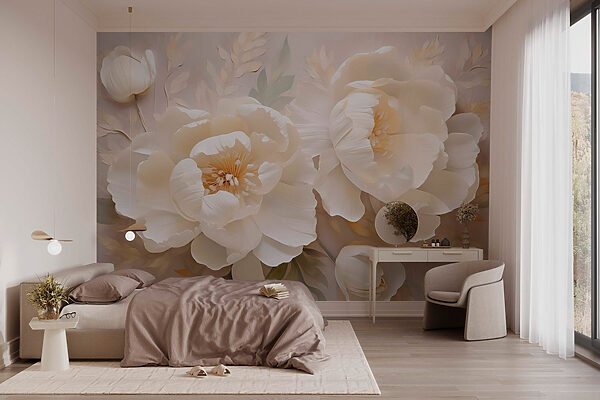 Fotomurales Fotomurales Elegantes flores adornadas con suaves pétalos (SKU: w03390)