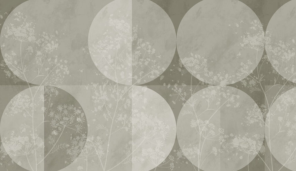 Fondo gris y blanco con círculos y flores Fondo gris y blanco con círculos y flores