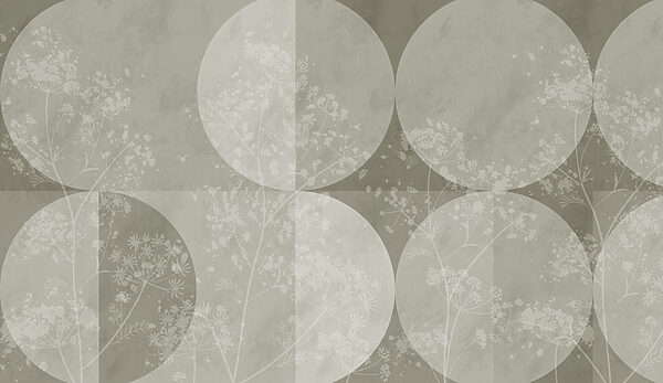 Fondo gris y blanco con círculos y flores Fondo gris y blanco con círculos y flores