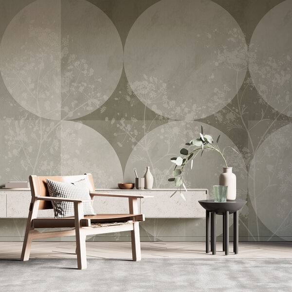 Fondo gris y blanco con círculos y flores Fondo gris y blanco con círculos y flores