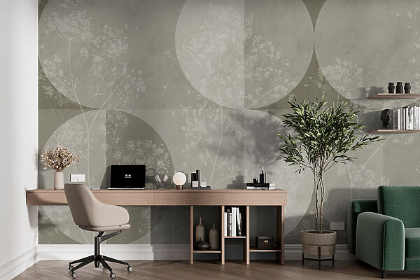 Fondo gris y blanco con círculos y flores Fondo gris y blanco con círculos y flores