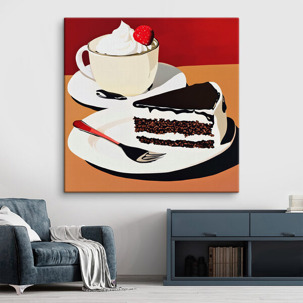 Cuadros Un trozo de tarta y una taza de café (SKU: s43293) Cuadros Cuadros Un trozo de tarta y una taza de café (SKU: s43293)
