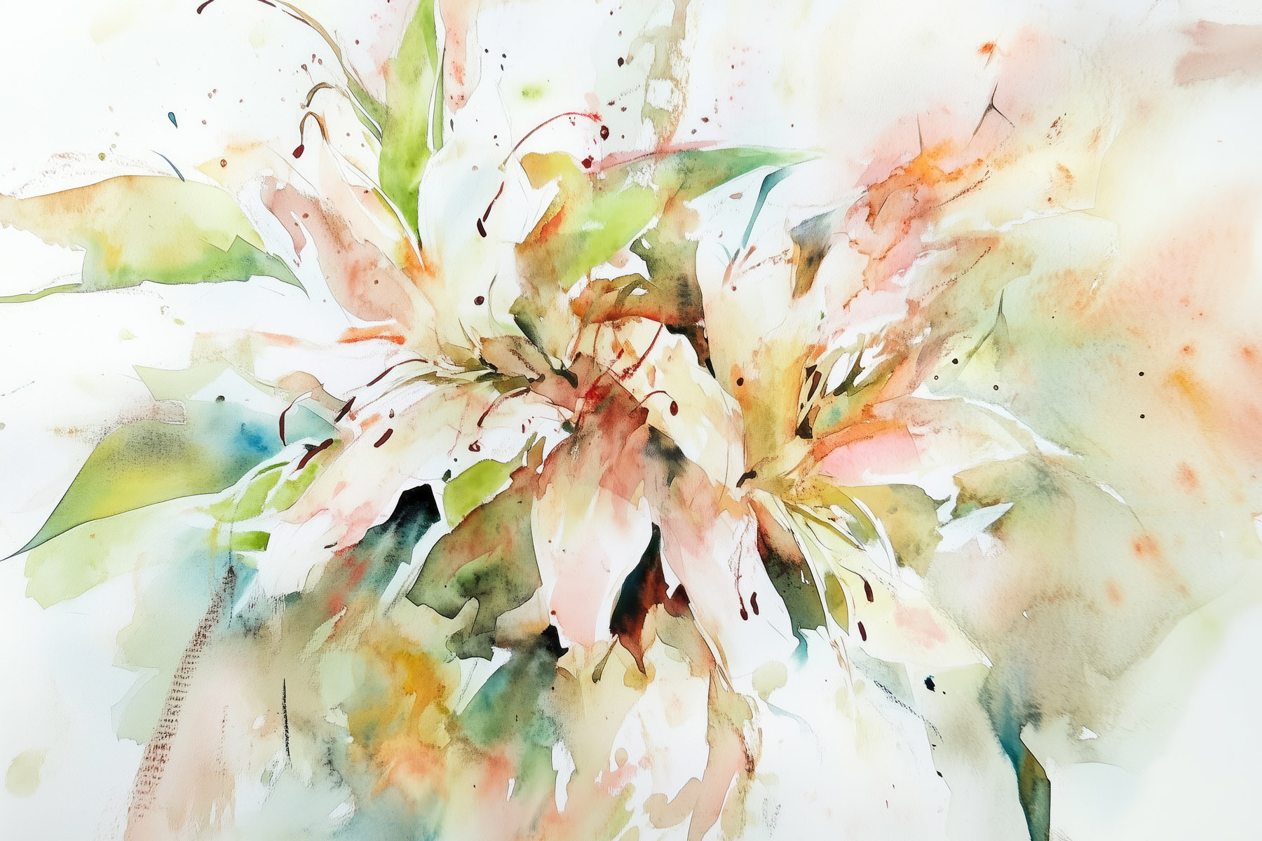 Painting of flowers on a white surface Painting of flowers on a white surface