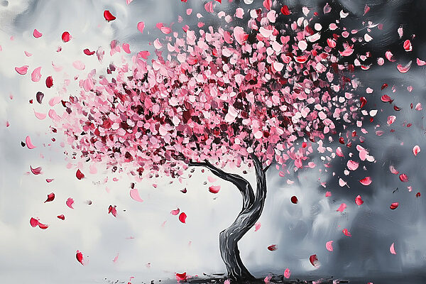 Tree with pink petals