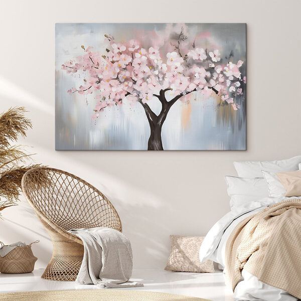 Painting of a tree with pink flowers Painting of a tree with pink flowers