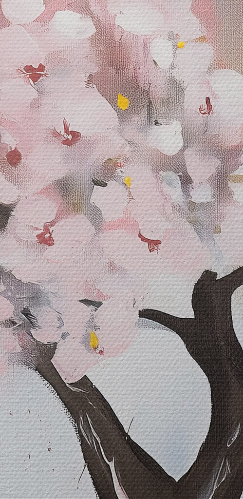 Painting of a tree with pink flowers Painting of a tree with pink flowers