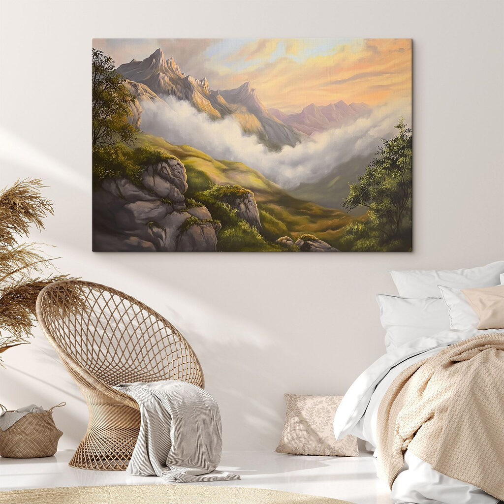 Painting of mountains and clouds Painting of mountains and clouds