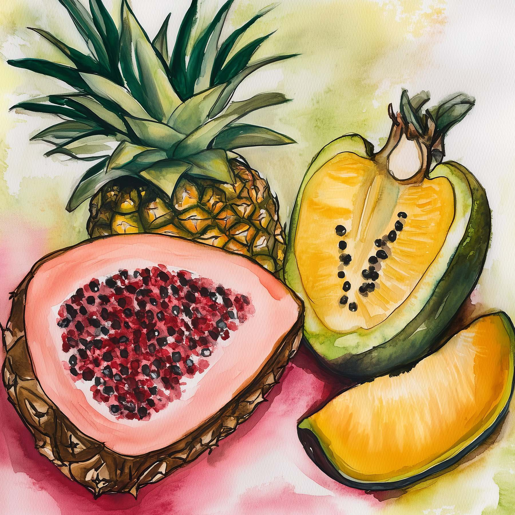 Watercolor painting of fruit Watercolor painting of fruit