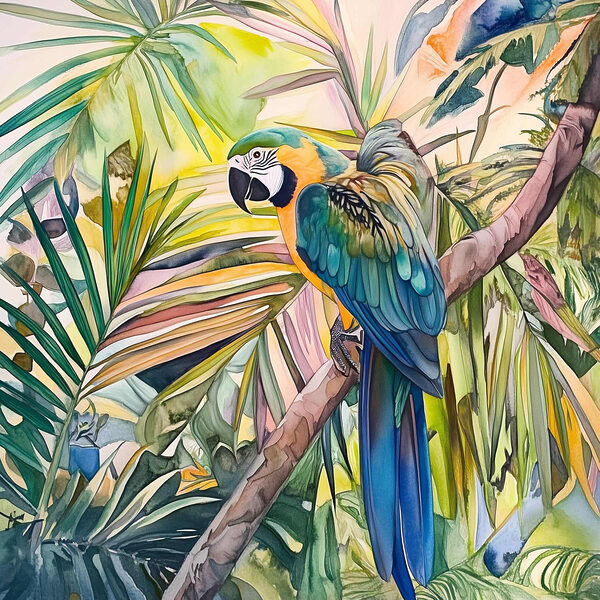 Colorful bird on a tree branch Colorful bird on a tree branch