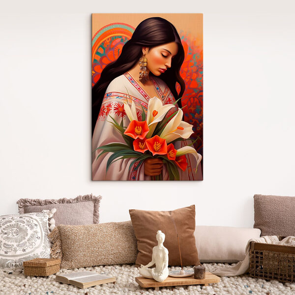 Cuadros Mujer con flores en la mano (SKU: s43268) Cuadros Cuadros Mujer con flores en la mano (SKU: s43268)