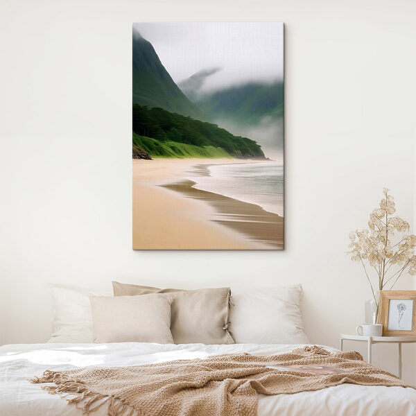 Beach with trees and mountains Beach with trees and mountains