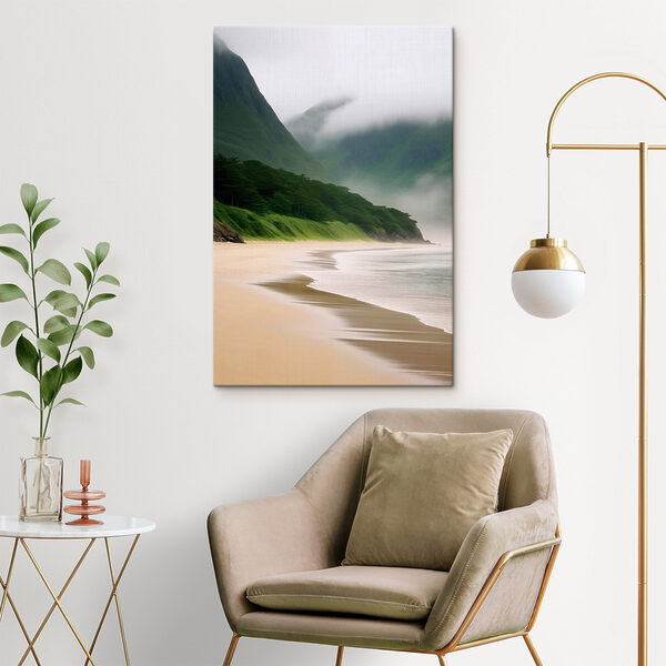 Beach with trees and mountains Beach with trees and mountains