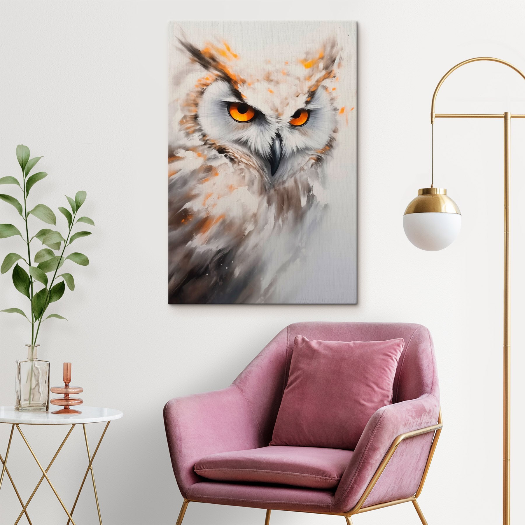 An owl with yellow eyes An owl with yellow eyes