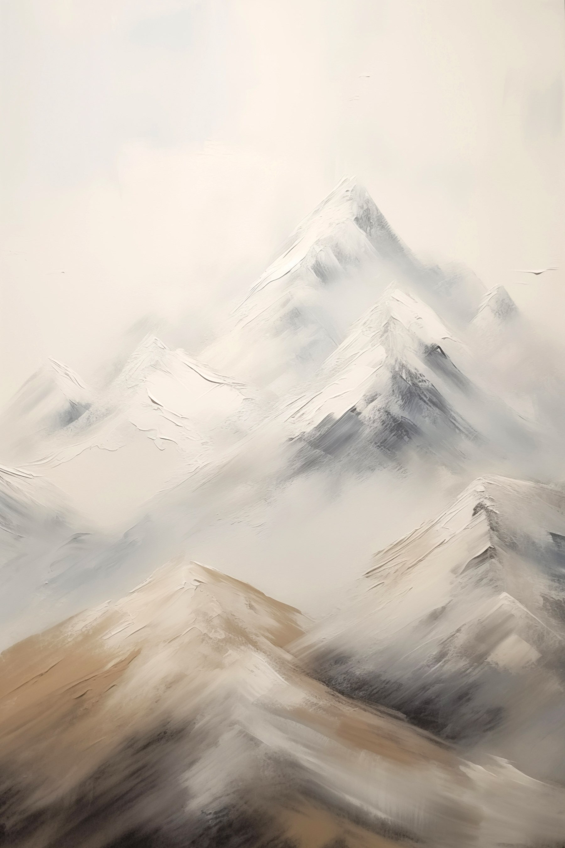 Painting of mountains with snow Painting of mountains with snow