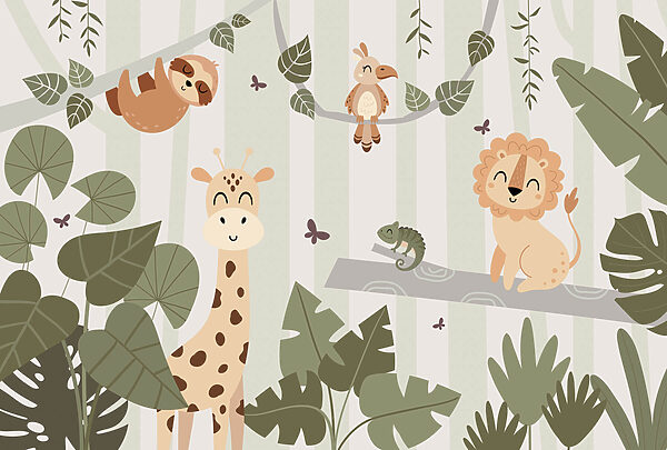 Dibujos animados de animales en una selva Dibujos animados de animales en una selva