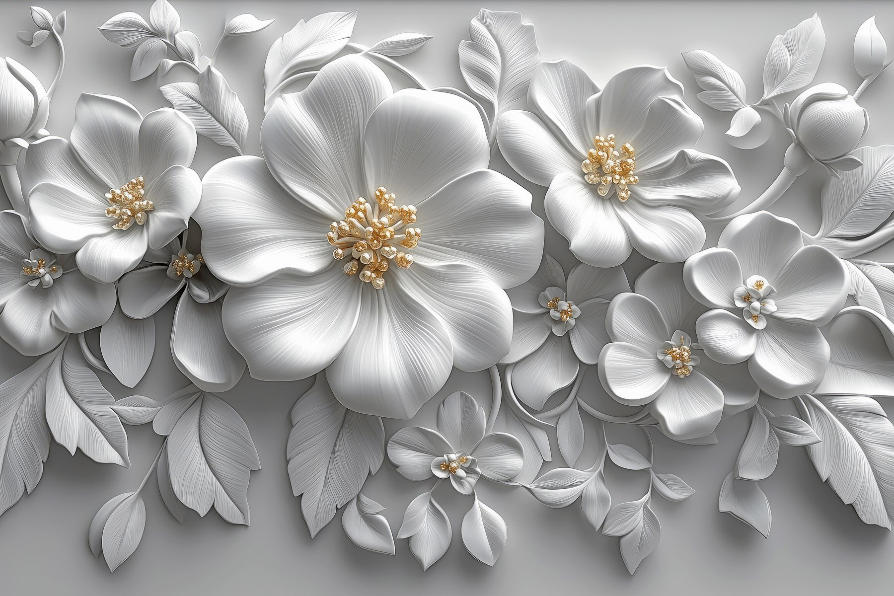 White flowers and leaves White flowers and leaves