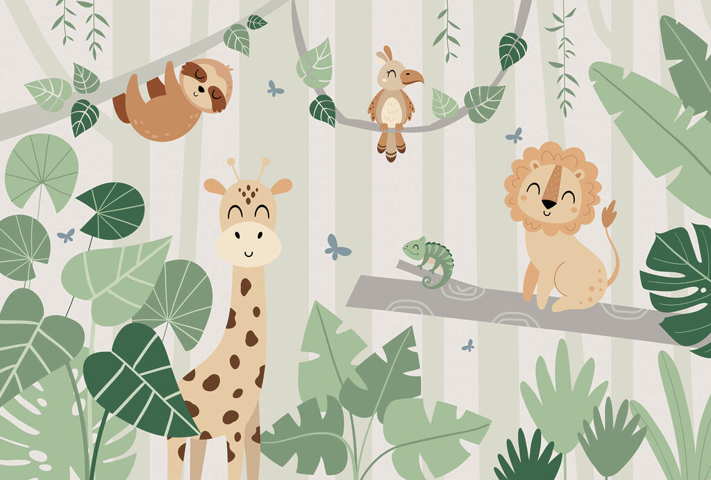 Grupo de animales en una selva Grupo de animales en una selva