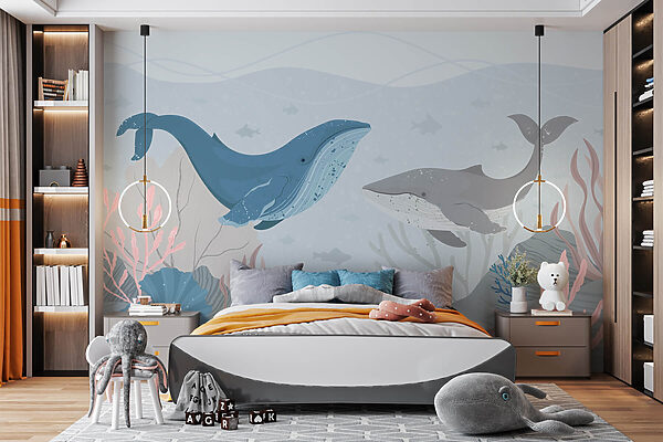 Whale and whale under water